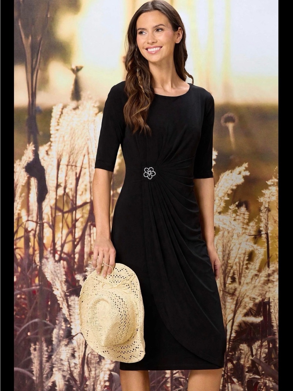 Connected Apparel Black Scoop Neck Top
